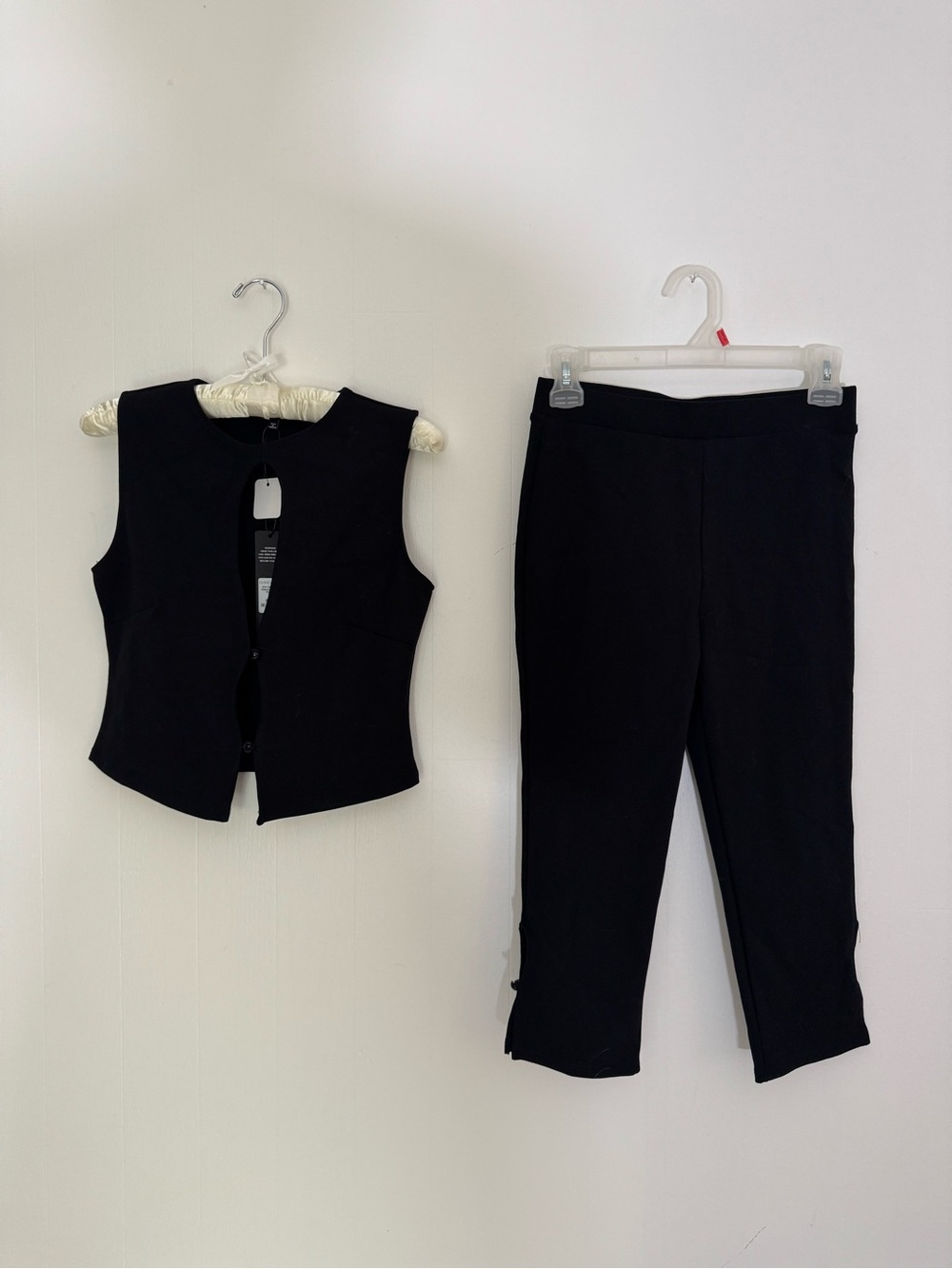 Black Women's Stretch Ponte Crop Pants with Matching Vest